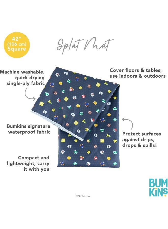 BUMKiNs Bumkins Baby Splat Mat for Under High Chair, Nintendo Super Mario Waterproof Washable Cloth for Arts and Crafts, Playtime Mats for Kids, Floors or Tables, Reusable Fabric - Image 5