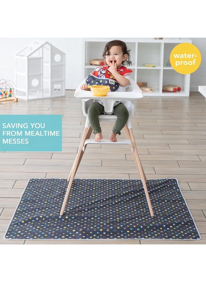 BUMKiNs Bumkins Baby Splat Mat for Under High Chair, Nintendo Super Mario Waterproof Washable Cloth for Arts and Crafts, Playtime Mats for Kids, Floors or Tables, Reusable Fabric - Image 2