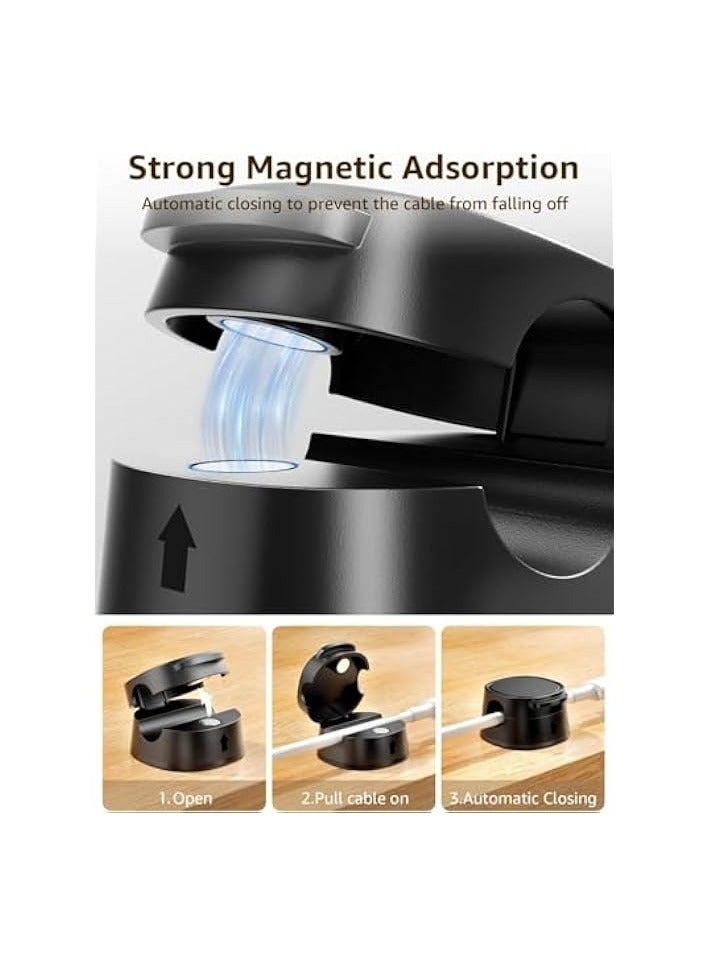 erorex 12Pcs Cable Clip Adhesive, Cord Holder for Cable Organizer, Charger Cable Organizer for Office Accessories, Black and White - Image 3