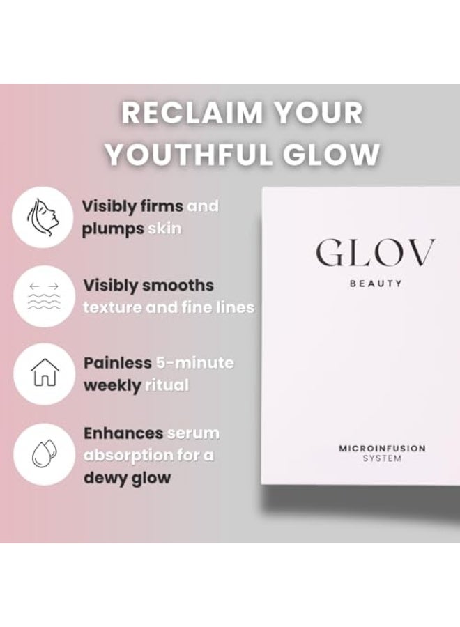 جلوف Glov Beauty، محلول مضاد للشيخوخة يعمل بتقنية الإبر الدقيقة،  نظام التسريب الدقيق - ختم تجميلي للوجه من الذهب عيار 24 قيراط بسمك 0.25 مم مع أمبولات سيروم حمض الهيالورونيك والببتيد - مجموعة ترطيب وتنعيم للوجه والشفاه للاستخدام المنزلي - Image 4
