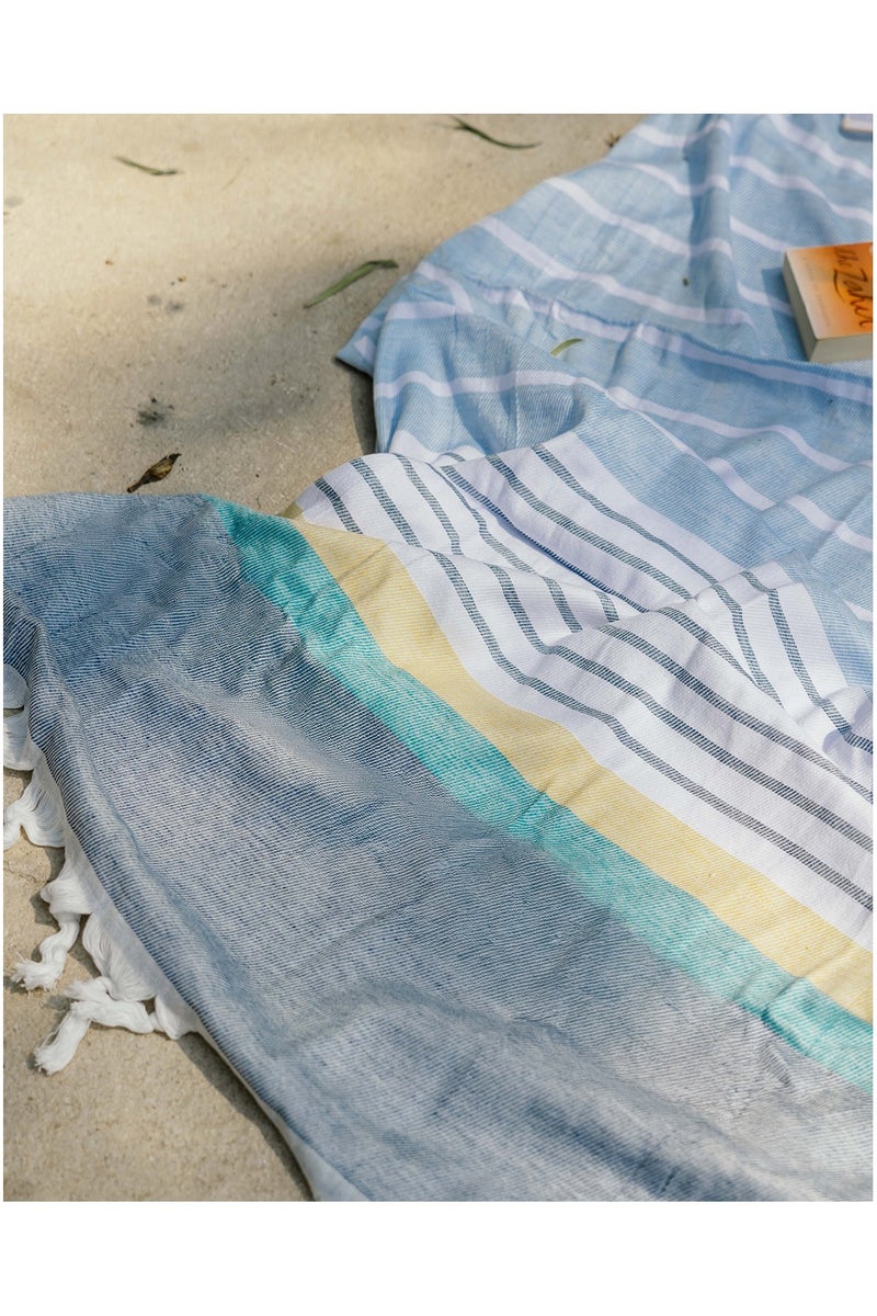 More cottons Tranquil Beach Towel  Material: 100% cotton (100x180cm) White*Yellow  - Image 5