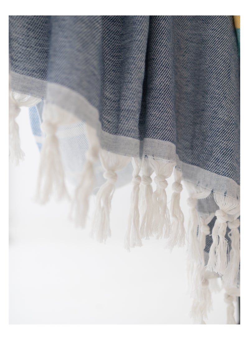More cottons Tranquil Beach Towel  Material: 100% cotton (100x180cm) White*Yellow  - Image 4