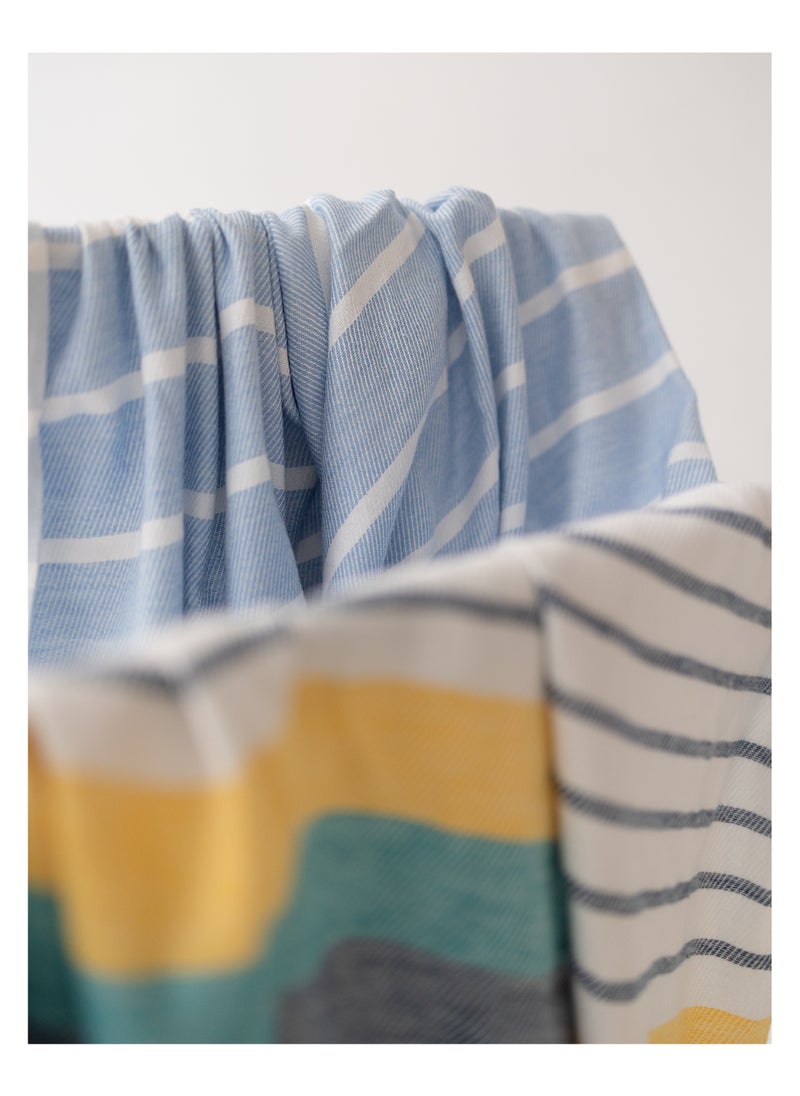 More cottons  فوطة بحر  (100x180cm) ابيض*اصفر  - Image 1
