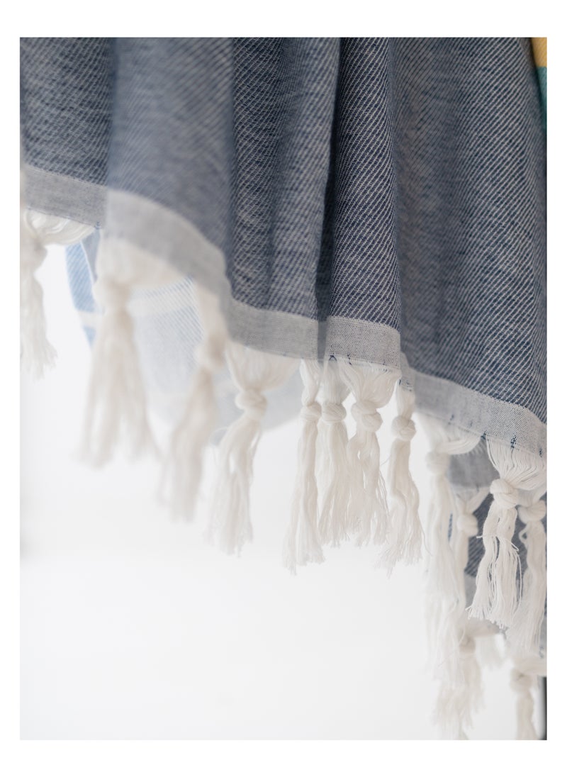 More cottons  فوطة بحر  (100x180cm) ابيض*اصفر  - Image 3