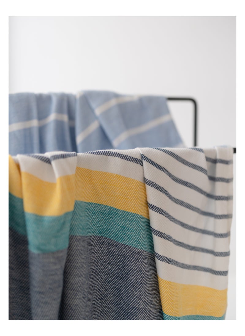 More cottons  فوطة بحر  (100x180cm) ابيض*اصفر  - Image 2