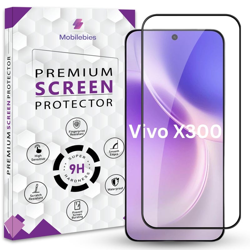 Mobilebies حماية شاشة زجاجية مقواة متميزة لجهاز Vivo X300 5G (6.31 بوصة، عبوة من 1) | تغطية من الحافة إلى الحافة مع مجموعة سهلة للتثبيت - Image 1