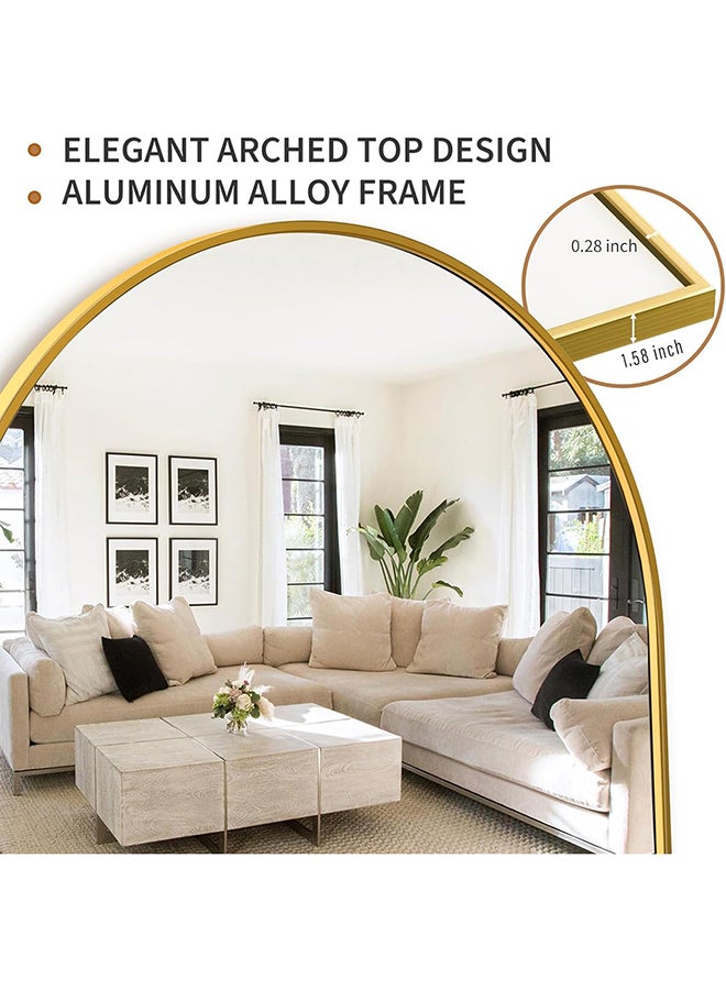 فيبارتي مرآة أرضية مقوسة مقاس 170 × 60 سم مع إطار من الألومنيوم ، مرآة مقوسة كاملة الطول مع حامل ، معلقة أو مائلة ، ذهبية ، مرآة أنيقة ومتينة لكامل الجسم لغرفة النوم ، غرفة المعيشة ، غرفة الملابس ، ديكور المنزل الحديث - Image 3