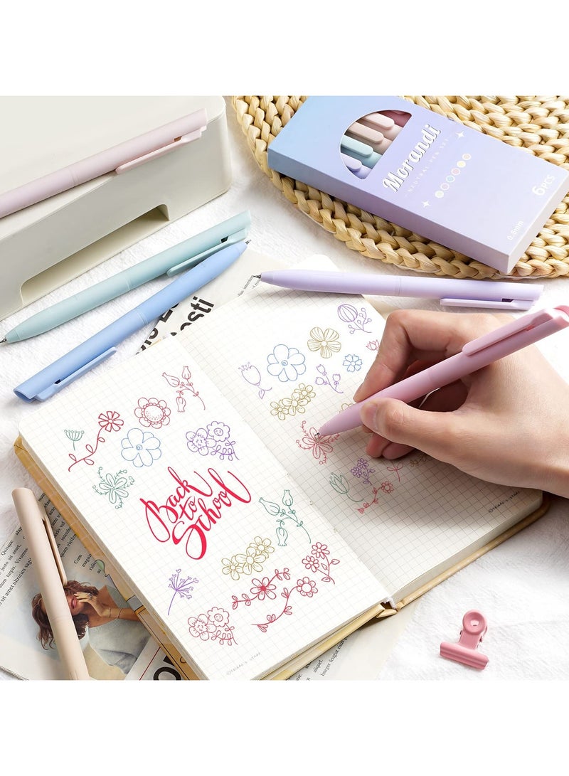 فوميمو اقلام جل ملونة، 6 قطع من اقلام جل باستيل حبر ملون سريع الجفاف وبدون تلطيخ، قلم لطيف قابل للسحب بسن رفيع 0.5 ملم لكتابة اليوميات، اقلام حبر جل جمالية للكتابة السلس للوازم المدرسية - Image 3