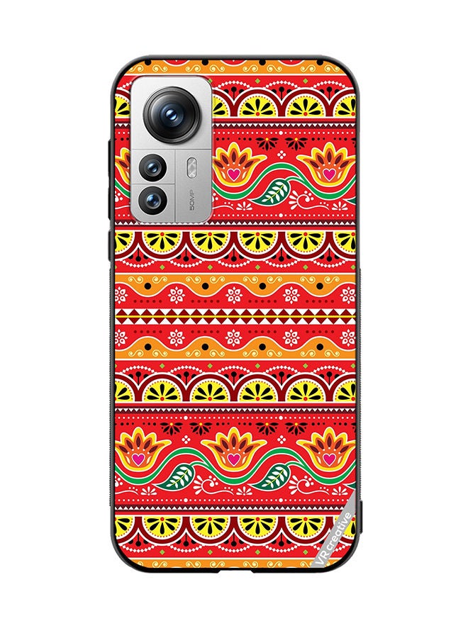 VR CREATIVE Protective Case Cover For Xiaomi 12 Pro Indian And Pakistani Flowers And Leaves In Red And Yellow Design Multicolour - Image 1