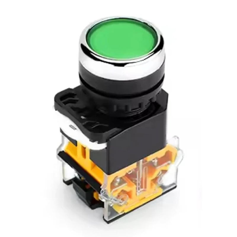 LA38 11D مفتاح ضغط صناعي لحظي قفل تلامس فضي تشغيل إيقاف لوحة تحكم ضوء أزرق تيار مستمر 12 فولت 2NC - Image 1