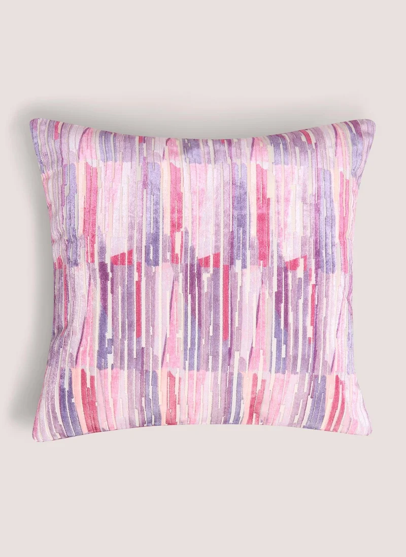 Matalan Pink Block Cut Velvet Cushion