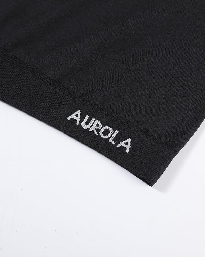 AUROLA Essentials Seamless Short Sleeve Crop Top for Women Workout Active Comfort Athletic Shirts Tee,Black,XS - Image 3