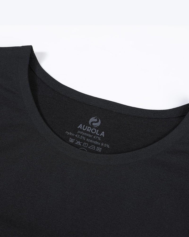 AUROLA Essentials Seamless Short Sleeve Crop Top for Women Workout Active Comfort Athletic Shirts Tee,Black,XS - Image 5
