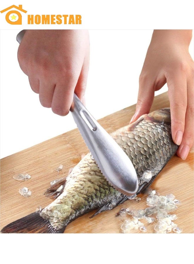 هومستر فرشاة مقياس الأسماك, إزالة مقياس الأسماك مع الفولاذ المقاوم للصدأ منشار الأسنان, إزالة بسهولة مقاييس الأسماك, تنظيف فرشاة كشط أداة المطبخ - Image 1