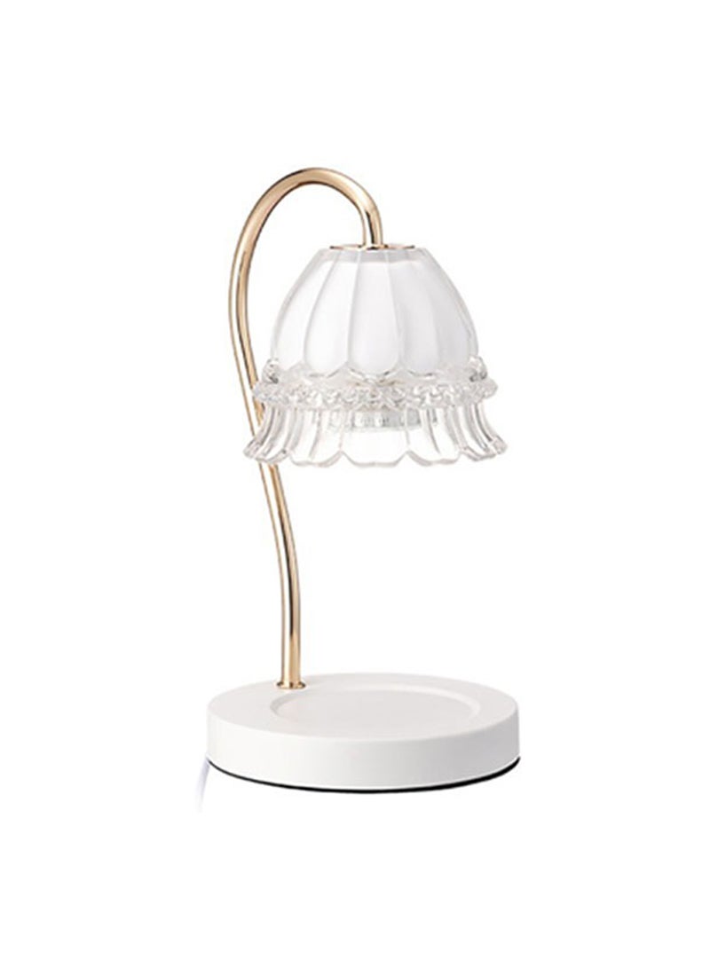 Sharpdo Camellia Shade Wax Lamp Candle Warmer Lamp with High Transparency Glass Stepless Dimming Rapid Melting Solid Wood Base Ideal for Home Decor and Aromatherapy, White Marble Base - Image 2