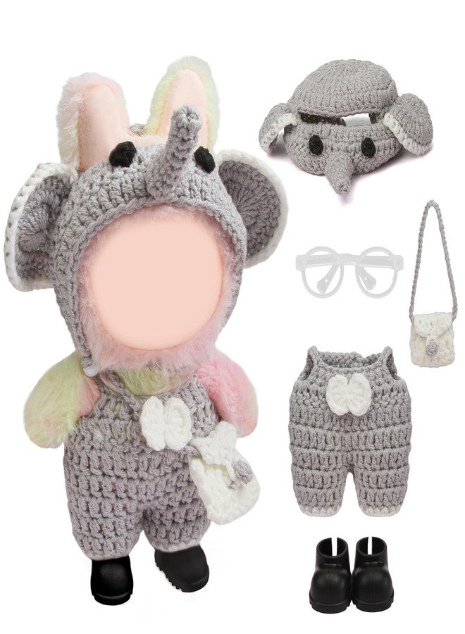 Voccim 5pcs Handcrafted Elephant Outfit for 17cm Doll Clothes Set - Cute and Premium Outfits Accessories, Hand Crocheted Hat, Sweaters (Blue) - Image 1