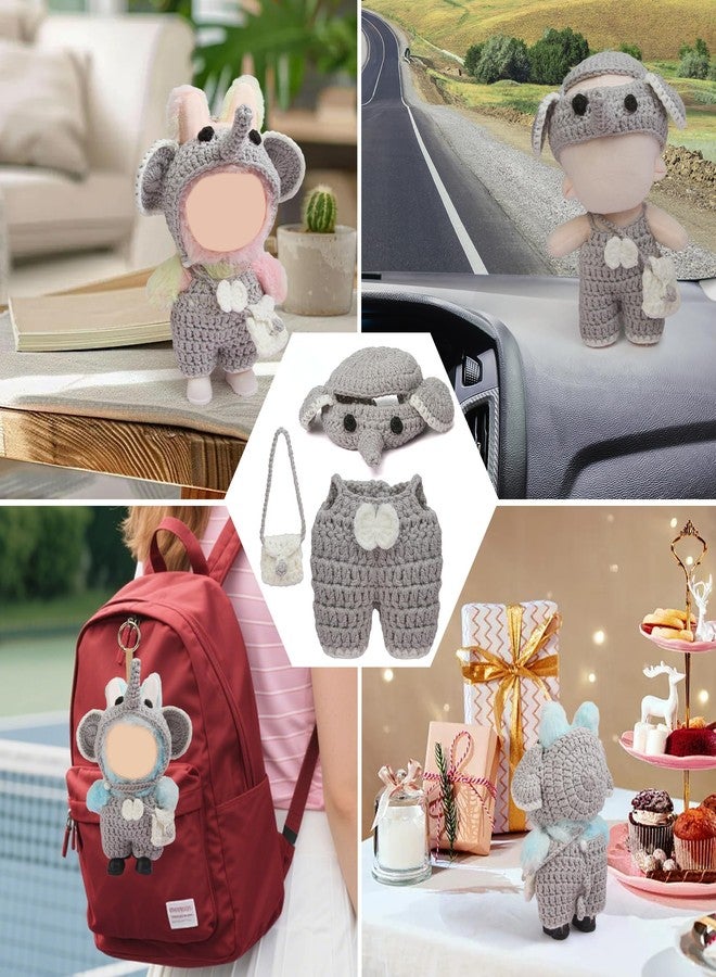 Voccim 5pcs Handcrafted Elephant Outfit for 17cm Doll Clothes Set - Cute and Premium Outfits Accessories, Hand Crocheted Hat, Sweaters (Blue) - Image 5
