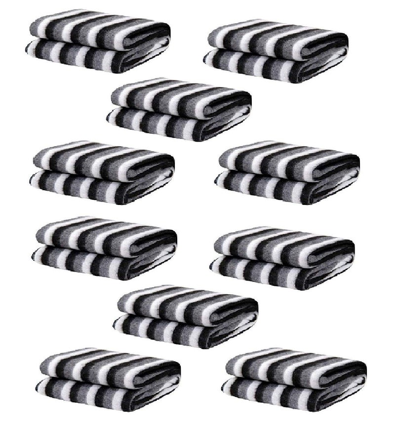 PPS Textiles PPS Black and White Polo Stripped Fleece Blankets, Warm and Soft, Full-Length (10) - Image 1