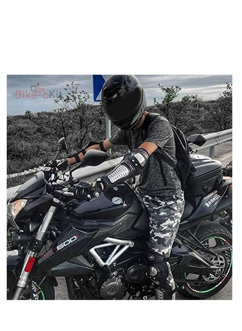Bike Kit - BikeKit 4-Piece Motorcycle Safety Kit with Solid Stainless Steel Armor on Knee and Elbow Pads, Motorcycle Protective Gear - Image 1