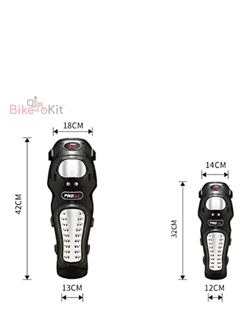 Bike Kit - BikeKit 4-Piece Motorcycle Safety Kit with Solid Stainless Steel Armor on Knee and Elbow Pads, Motorcycle Protective Gear - Image 1