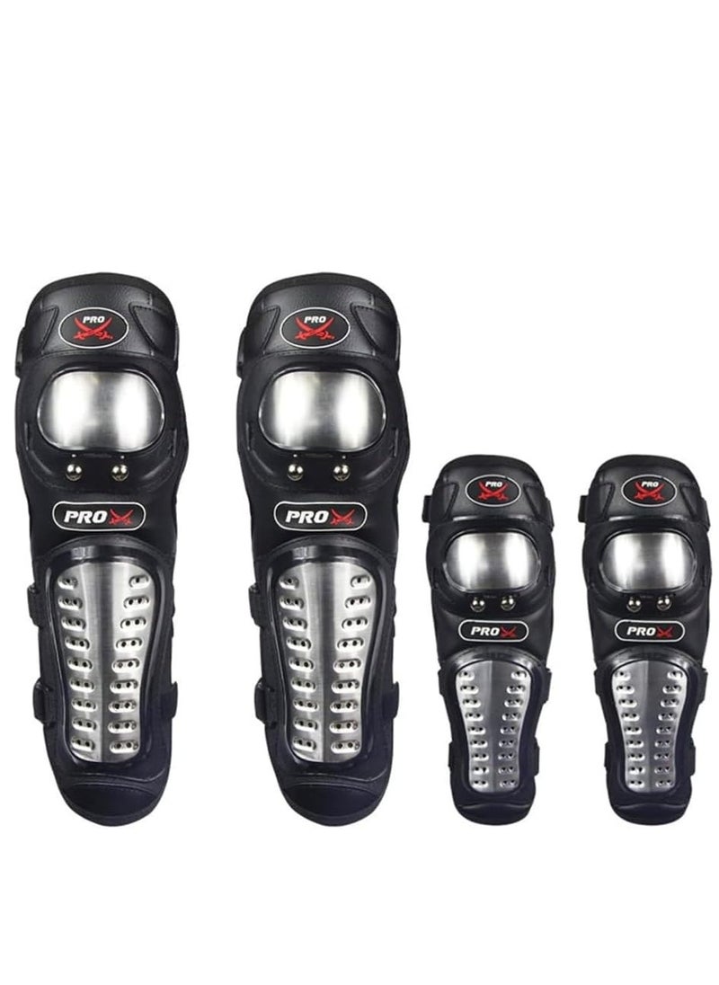 Bike Kit - BikeKit 4-Piece Motorcycle Safety Kit with Solid Stainless Steel Armor on Knee and Elbow Pads, Motorcycle Protective Gear - Image 1