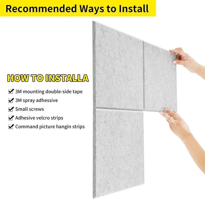 KS AUDIOSOUL ZEE Sound Proofing Studio Foam Padding High Density Polyester Fiber Acoustic Treatment, 30 * 30 * 1 cm Sound Insulation Panels Beveled Edge Tiles,Studio Home and Office. (Pack 6, Grey) - Image 3