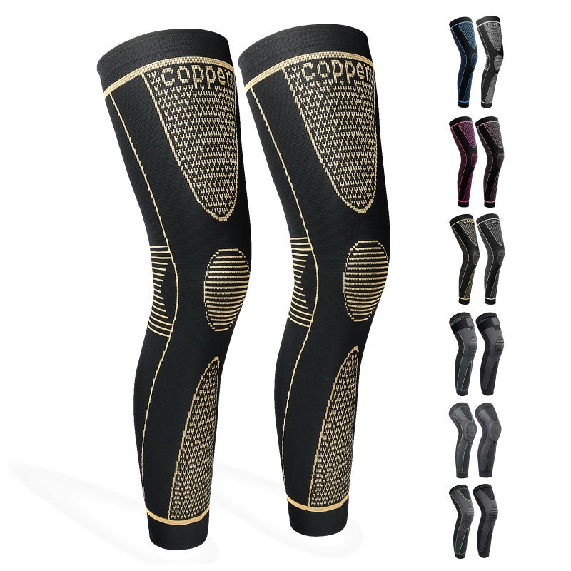 SKDK Full Leg Sleeves Long Compression Leg Sleeve Knee Sleeves Protect Leg, for Man Women Basketball, Arthritis Cycling Sport Football, Reduce Varicose Veins and Swelling of Legs - Image 1