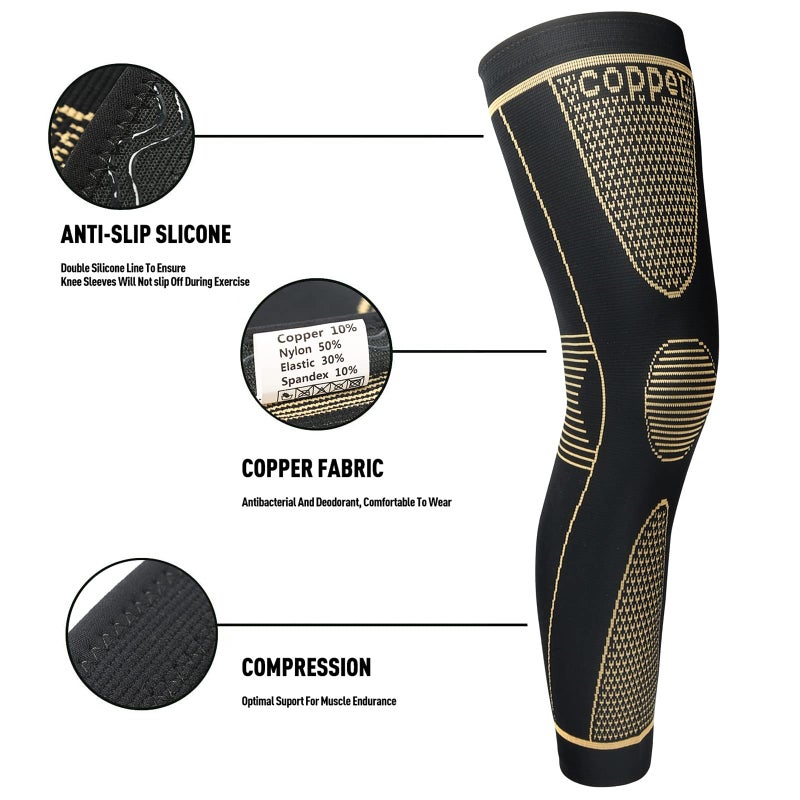 SKDK Full Leg Sleeves Long Compression Leg Sleeve Knee Sleeves Protect Leg, for Man Women Basketball, Arthritis Cycling Sport Football, Reduce Varicose Veins and Swelling of Legs - Image 5