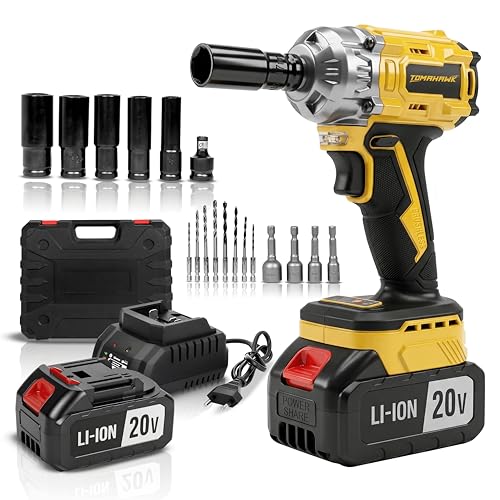 Tomahawk® 20V Brushless Cordless Impact Wrench Kit, 400Nm High Torque, 1/2 Inch Square Drive, 2x 3.0Ah Batteries, LED Light, Reverse Self Stop, Sockets, & Carry Case - Image 1