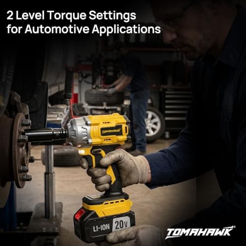 Tomahawk® 20V Brushless Cordless Impact Wrench Kit, 400Nm High Torque, 1/2 Inch Square Drive, 2x 3.0Ah Batteries, LED Light, Reverse Self Stop, Sockets, & Carry Case - Image 3