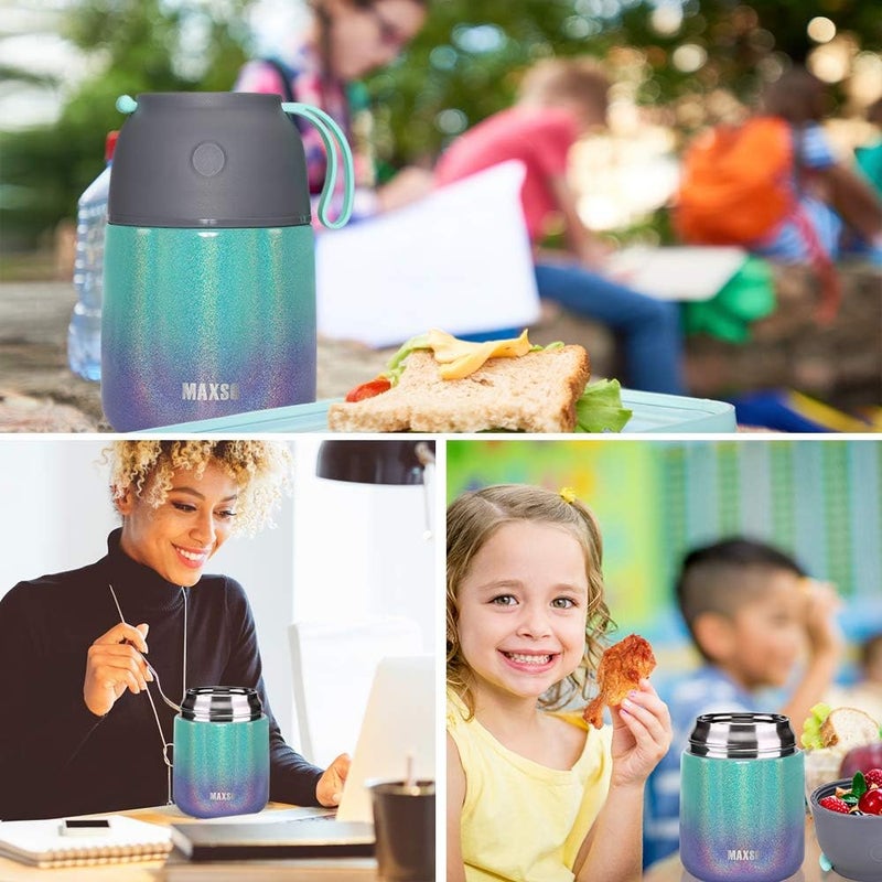 ITSLIFE Insulated Thermo Food Jar for Hot & Cold Food for Kids Adult, 17 oz Soup Thermal Hot Food Containers for Lunch, Triple Layer Insulation Stainless Steel Food Jar with Spoon (Rainbow) - Image 4