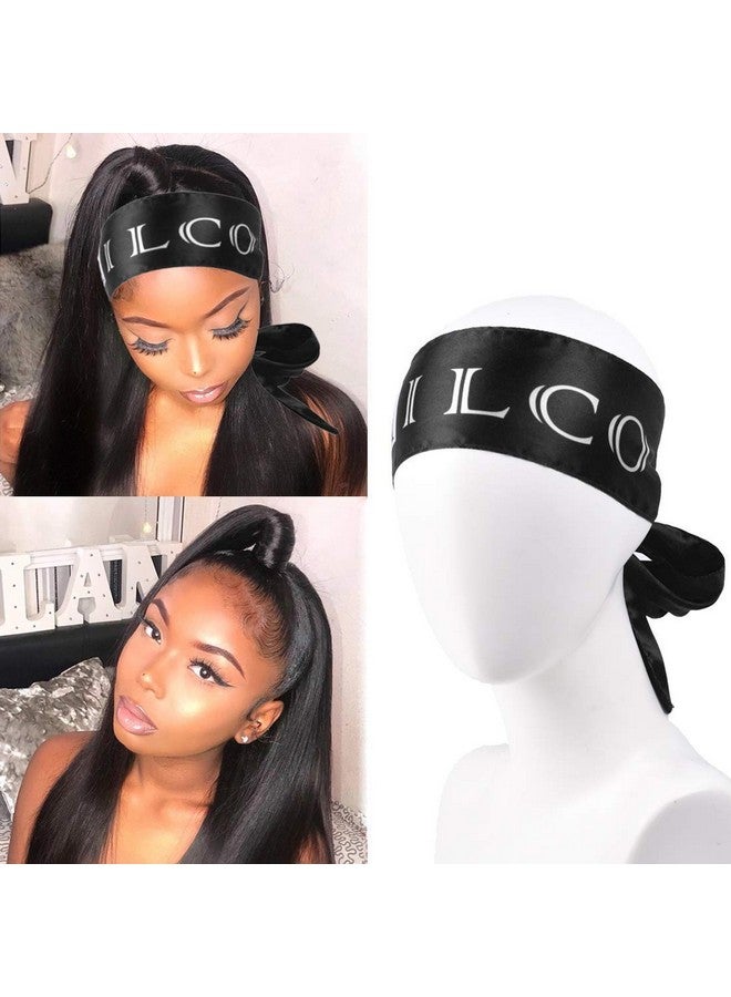 Smilco Edge Scarf & 2 Pcs Edge Brush Satin Edge Laying Scarf For Women Lace Frontal Wigs Edge Control Brush For Baby Natural Hair Edge Wrap For Wigs (2Pcs Black)  - Image 3