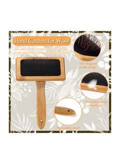 SYOSI 2 PCS Hand Carders for Wool, Wool Carders Set Needle Felting Tools Solid Wood Handles Slicker Brush for Dogs Grooming , Carding Brushes Craft Tool Essentials for Needle Felting Wool  - Image 2