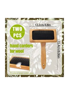SYOSI 2 PCS Hand Carders for Wool, Wool Carders Set Needle Felting Tools Solid Wood Handles Slicker Brush for Dogs Grooming , Carding Brushes Craft Tool Essentials for Needle Felting Wool  - Image 3