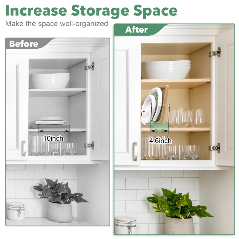 KALYLOC Disposable Paper Plate Dispenser for 5-12 Inches, Space-Saving Plastic Foam Acrylic Plate Dispensers Holder, Countertop Plates Storage Organizer for Cabinet, RV, Party or Outdoor - Image 4