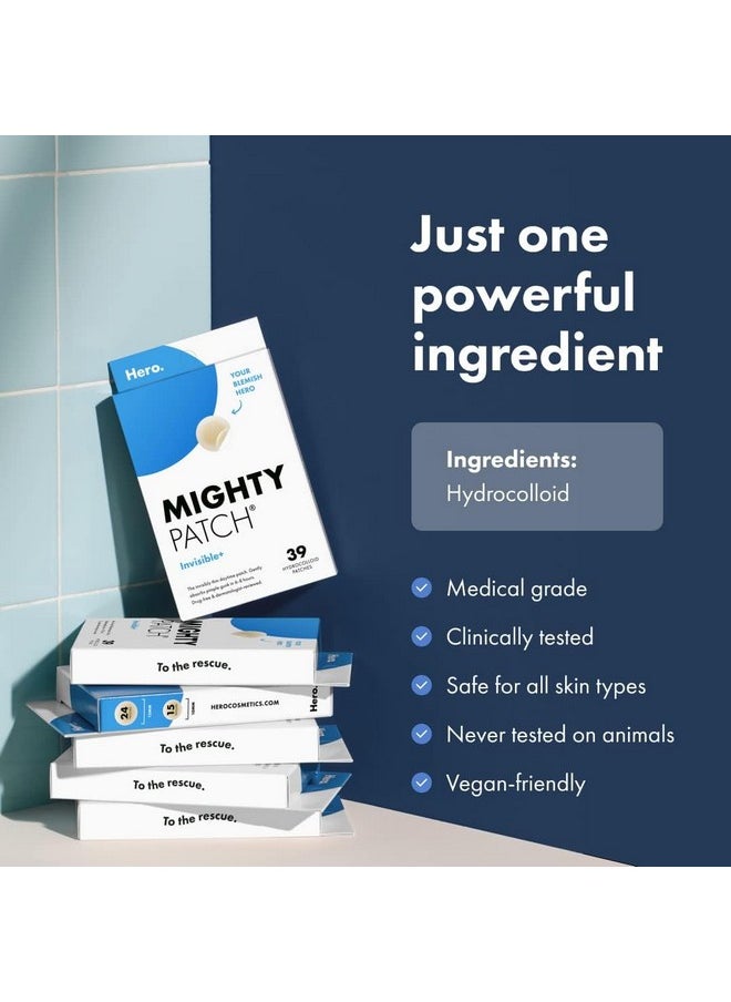 Mighty Patch - Hero Cosmetics Mighty Patch™ Invisible+ Patch - Daytime Hydrocolloid Acne Pimple Patches for Covering Zits and Blemishes, Ultra Thin Spot Stickers for Face and Skin, Vegan-friendly (39 Count) - Image 1