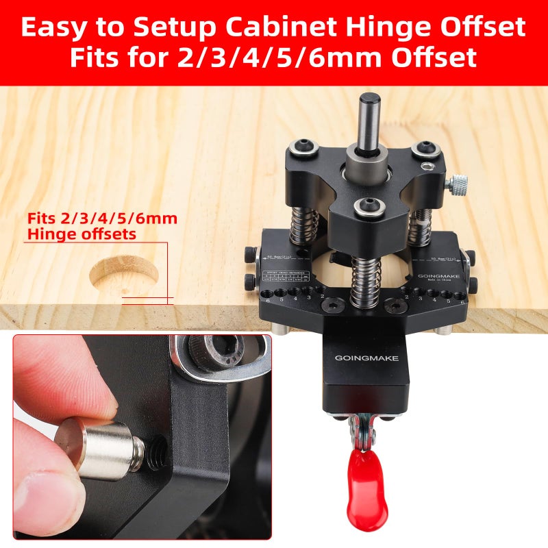 GOINGMAKE 3-Axis Concealed Hinge Jig Ultra with Extra Hinge Screw Hole Guide and Quick Clamp,Metal Cabinet Hinge Jig,35mm Cabinet Door Hinge Jig Drill Guide,Woodworking Cabinet Doors Mounting Tool - Image 5