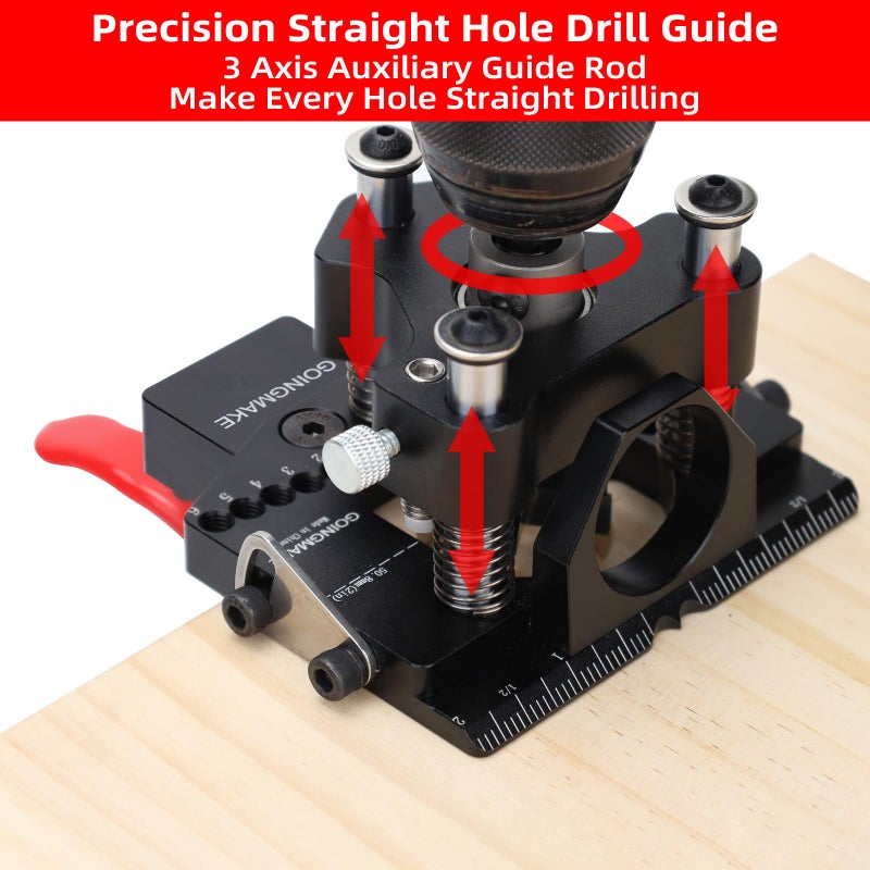 GOINGMAKE 3-Axis Concealed Hinge Jig Ultra with Extra Hinge Screw Hole Guide and Quick Clamp,Metal Cabinet Hinge Jig,35mm Cabinet Door Hinge Jig Drill Guide,Woodworking Cabinet Doors Mounting Tool - Image 3