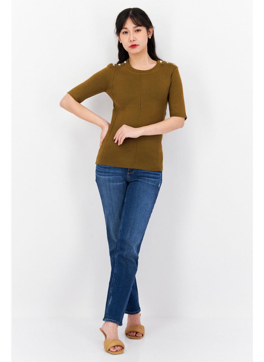 Women Crew Neck Short Sleeve Knitted Top, Dark Moss Green - pzsku/ZCDEC6FF9548E1D779792Z/45/_/1724351282/f05cf2bc-ab9d-48e6-ab11-190ee1ffa93a