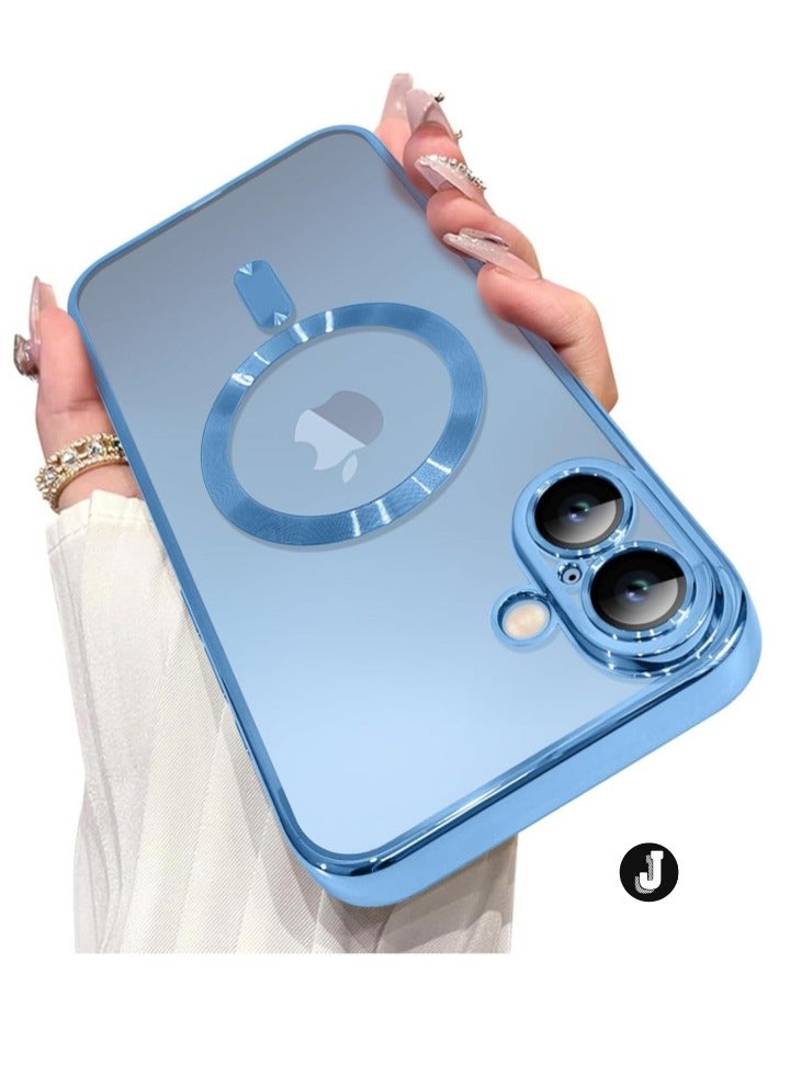 JAJEEK "iPhone 16 Plus Magnetic Case with Built-in Camera Lens Protector – MagSafe Compatible, Soft TPU Anti-Scratch Shockproof Slim Clear Cover for Men & Women (Blue)" - Image 1