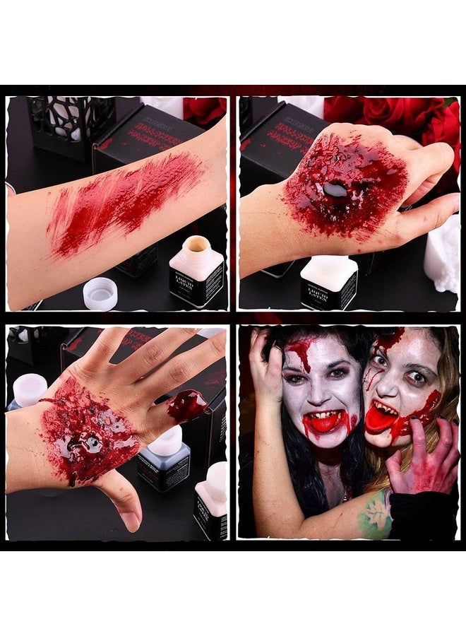 CHASPA Halloween Liquid Latex Special Effects Sfx Makeup Kit Scar Wax + 2 Btl Liquid Latex + 2 Btl Fake Blood + Spatula Tool + 2Pcs Stipple Sponge + 4Pcs Makeup Sponges + Cotton Swabs  - Image 4