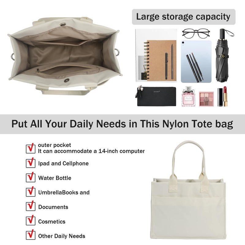 Chinllo Nylon Tote Bags for Women, Large Pockets Handbags Compartments Crossbody Bags Work Laptop Purse for Travel, Beach - Image 4