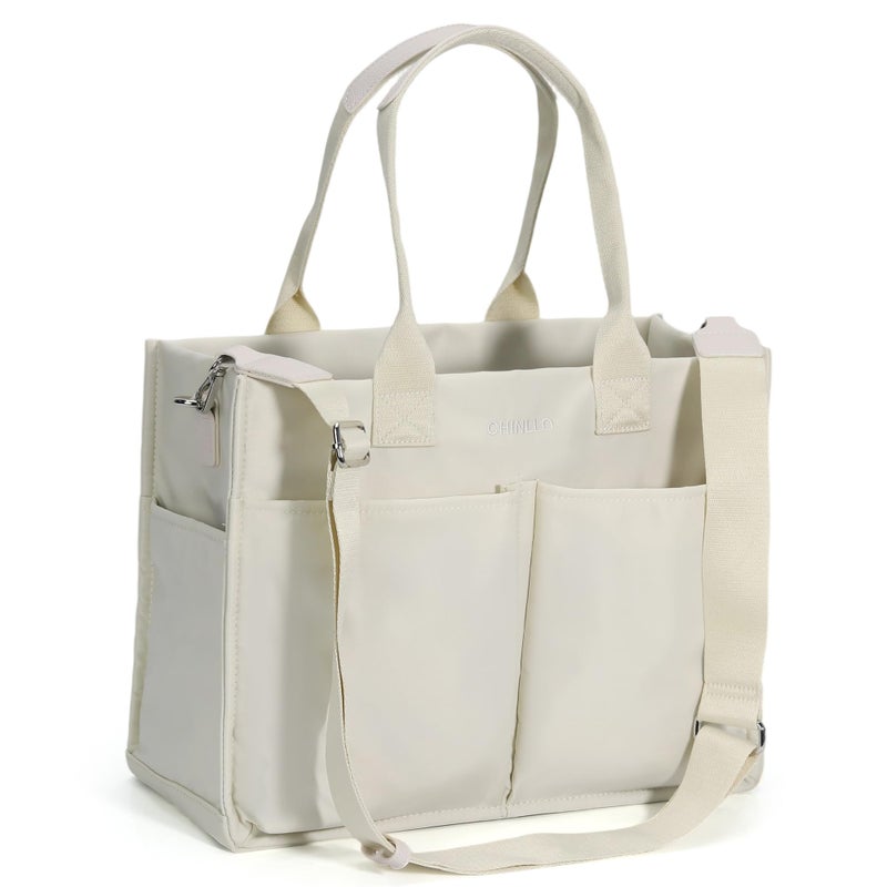 Chinllo Nylon Tote Bags for Women, Large Pockets Handbags Compartments Crossbody Bags Work Laptop Purse for Travel, Beach - Image 1