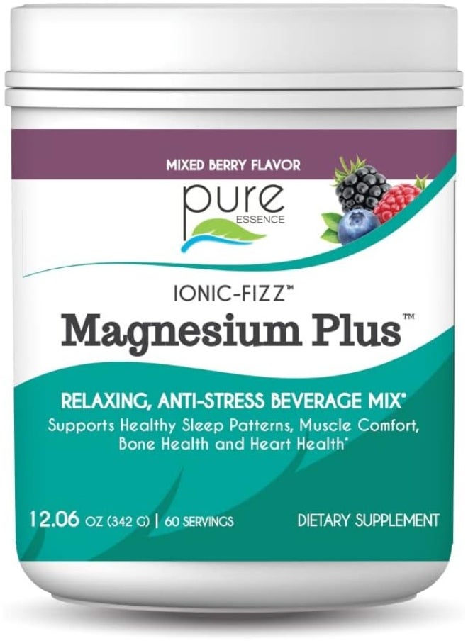 PURE ESSENCE LABS - Ionic-Fizz, Magnesium Plus, Mixed Berry, 12.06 oz (342 g) - Image 1