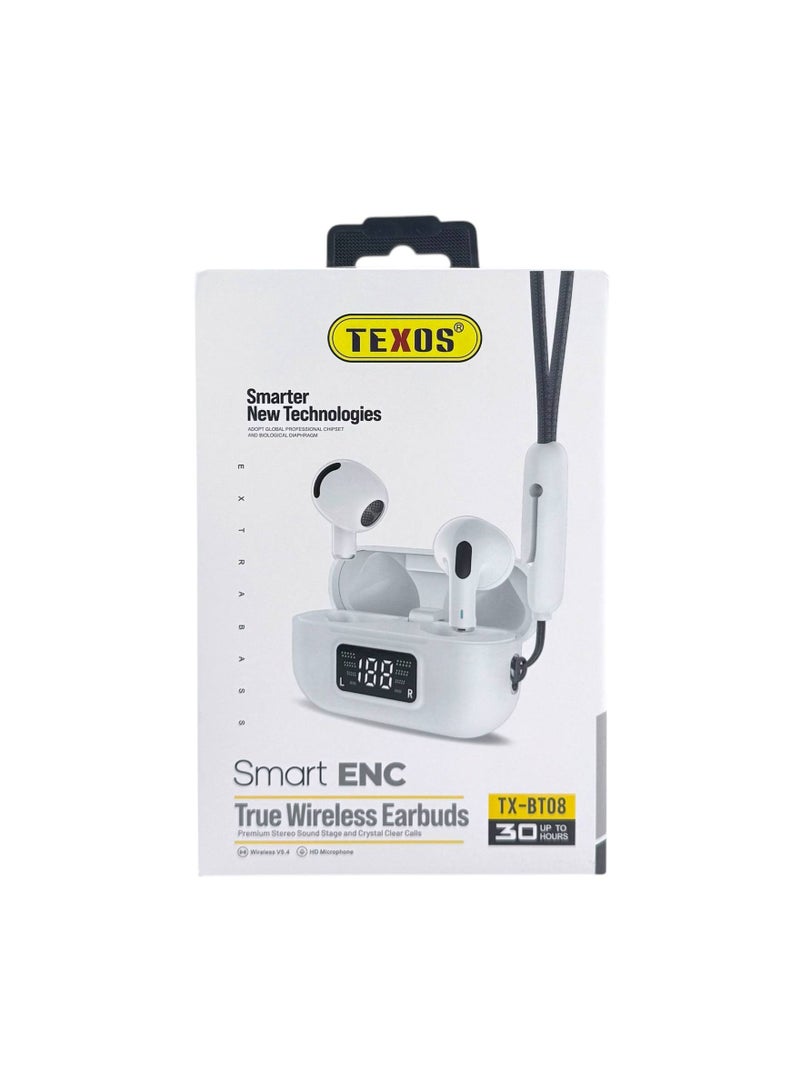 Texos TX-BT08 Smart ENC True Wireless Earbuds with Digital LED Display - Image 1