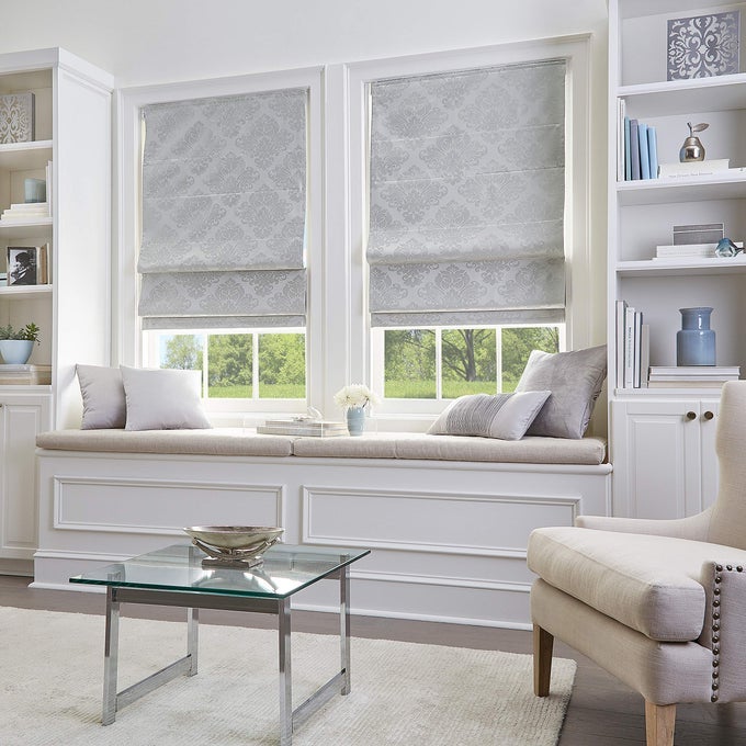 DAMASK ROOM DARKENING CORDLESS ROMAN SHADE
