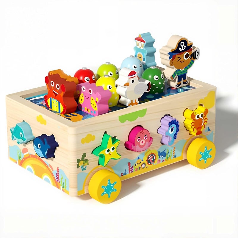 EDUTREE Montessori Wooden Fishing Toy – Wooden Fishing & Sorting Game for Toddlers, Educational Toy for 18M+ Boys Girls, Preschool Fine Motor Skills Gift - Image 1