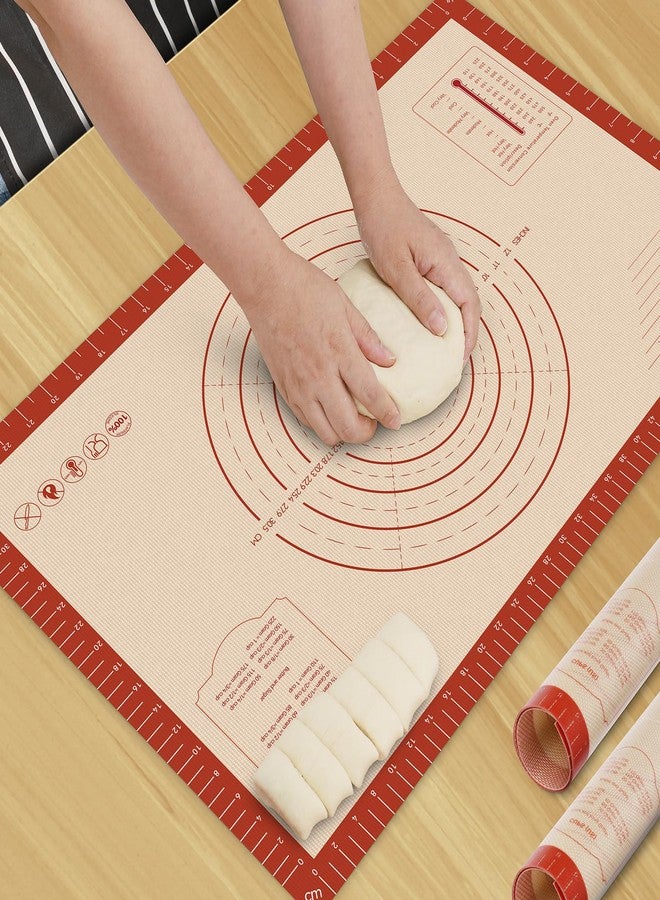 HOTEC Silicone Baking Mat - 26x16 Thickened Pastry Dough Mat with Measurement Non-Stick For Dough Rolling, Bread, Oven Liner, Kitchen Counter, Fondant/Pie Crust - Image 1