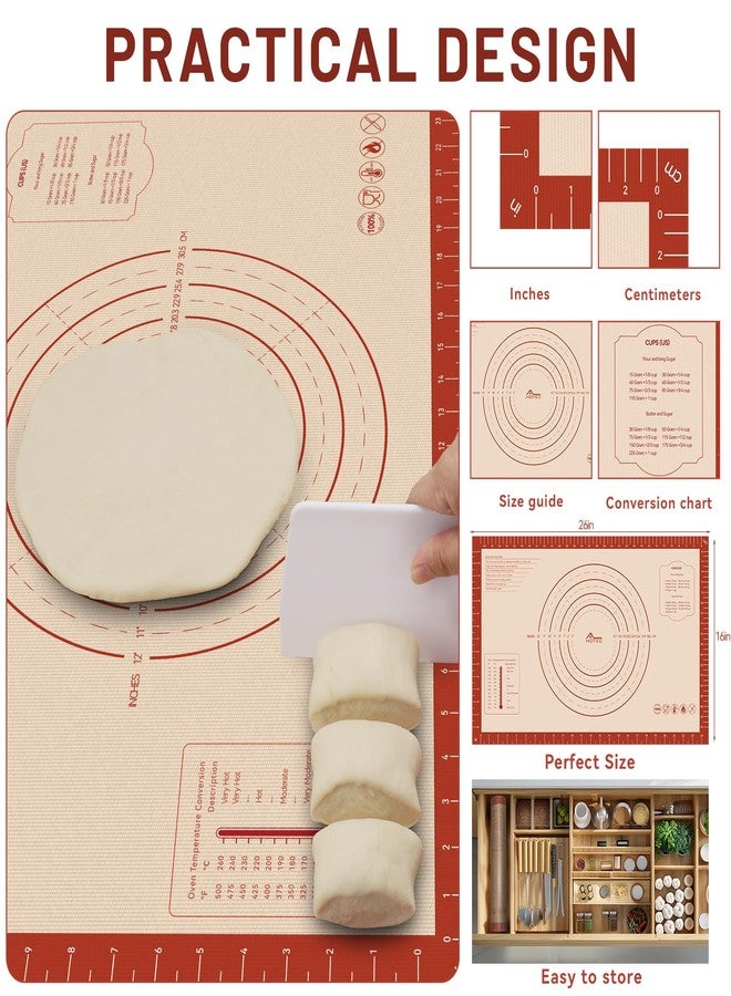 HOTEC Silicone Baking Mat - 26x16 Thickened Pastry Dough Mat with Measurement Non-Stick For Dough Rolling, Bread, Oven Liner, Kitchen Counter, Fondant/Pie Crust - Image 5