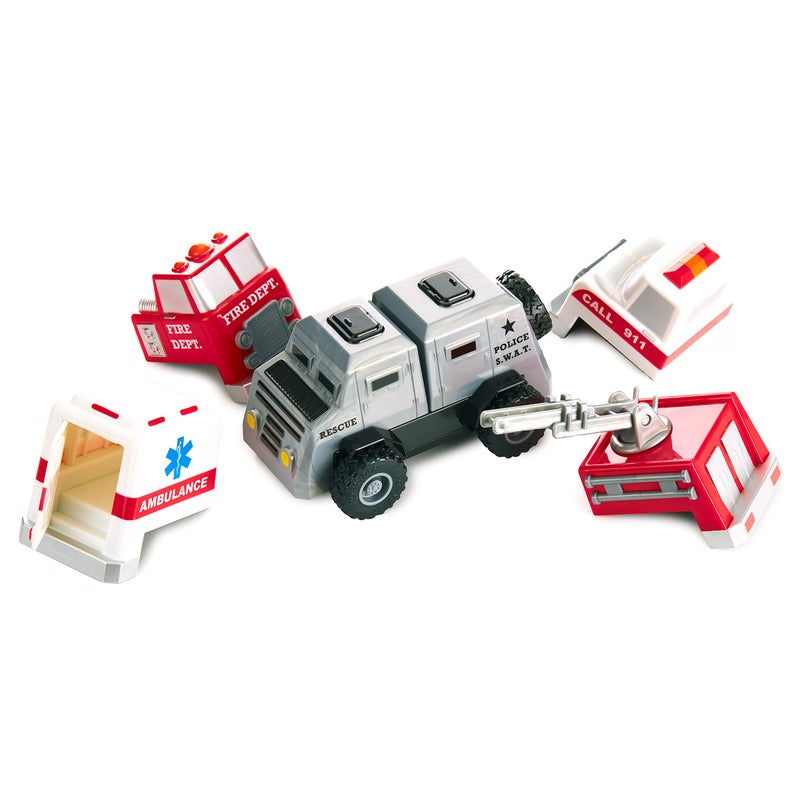 Popular Playthings Magnetic BuildATruck Fire Rescue Set Emergency Vehicle Toy for Toddlers Gifts for Kids Ages 2 Up 6 Pieces - Image 3